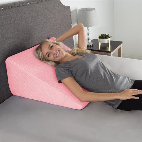 Lavish Home Lavish Home 82-TEX1026 Extra High Wedge Memory Foam Pillow with Bamboo Fiber Cover - Pink 82-TEX1026